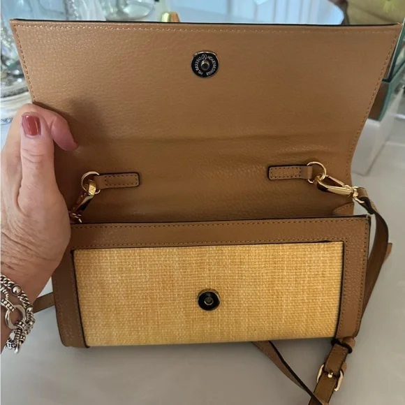 Anne Klein Embroidered Straw Crossbody Bag - Picture 2 of 9